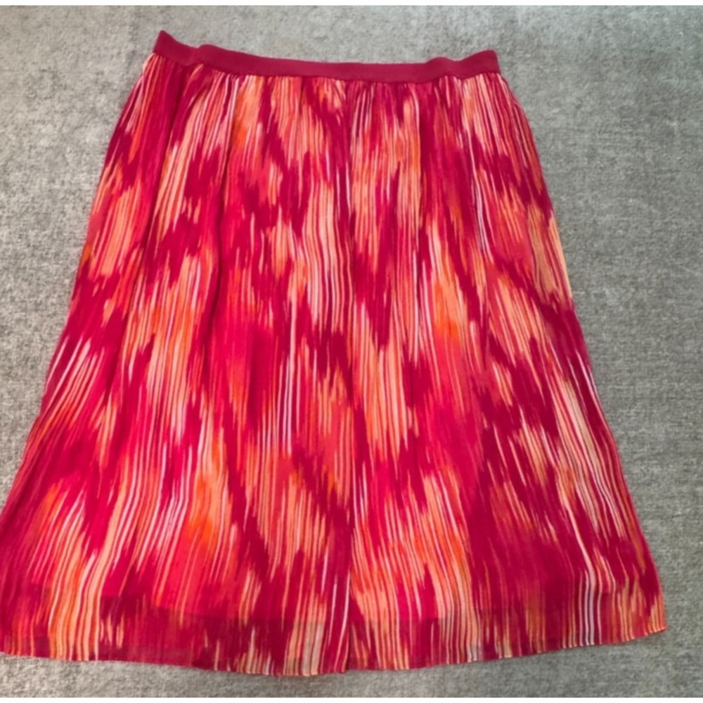 Ruby‎ Rd Womens Pull On Midi Skirt Pink Orange Abstract Stripe 24W Plus Size